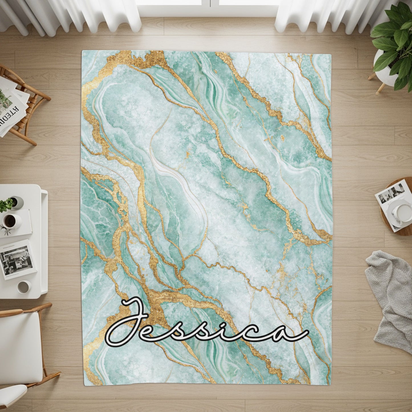 Elegant Marble Design Custom Name Blanket Beautiful Gift - Walk Greener