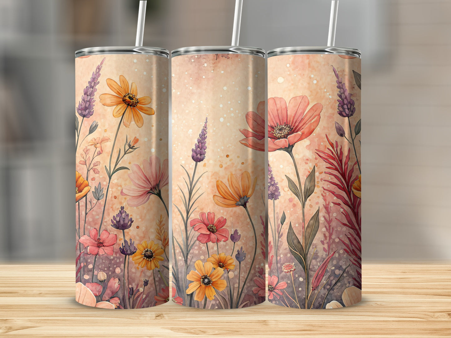 Floral Watercolor Design Artistic Pattern 20 oz Skinny Tumbler - Walk Greener
