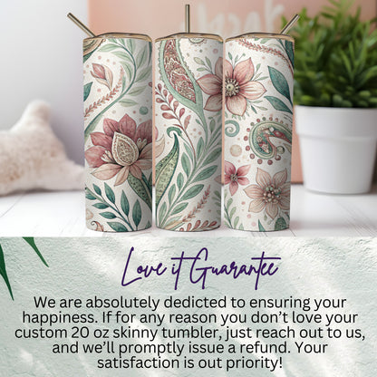 Floral Garden Paisley Design Perfect 20 oz Skinny Tumbler - Walk Greener