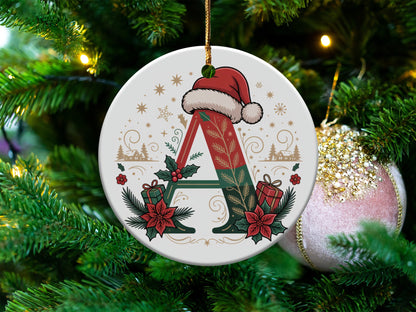 Festive Initial A Ornament with Christmas Santa Hat product