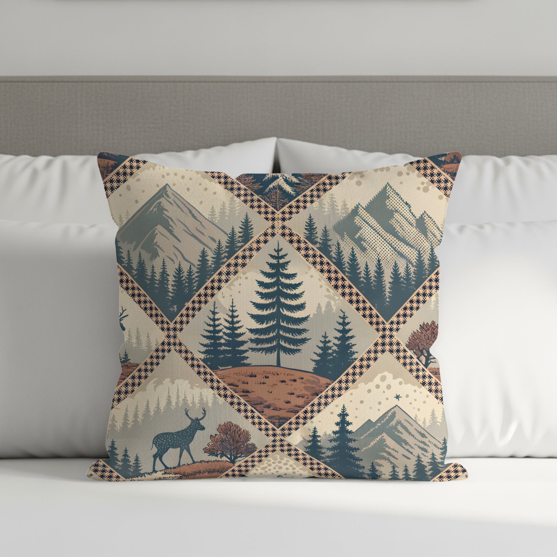 Mountain Pine Forest With Deer Decorative Pillows & Pillow Cases - Walk Greener