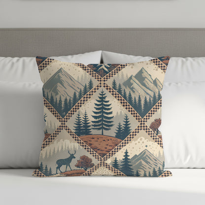 Mountain Pine Forest With Deer Decorative Pillows & Pillow Cases - Walk Greener