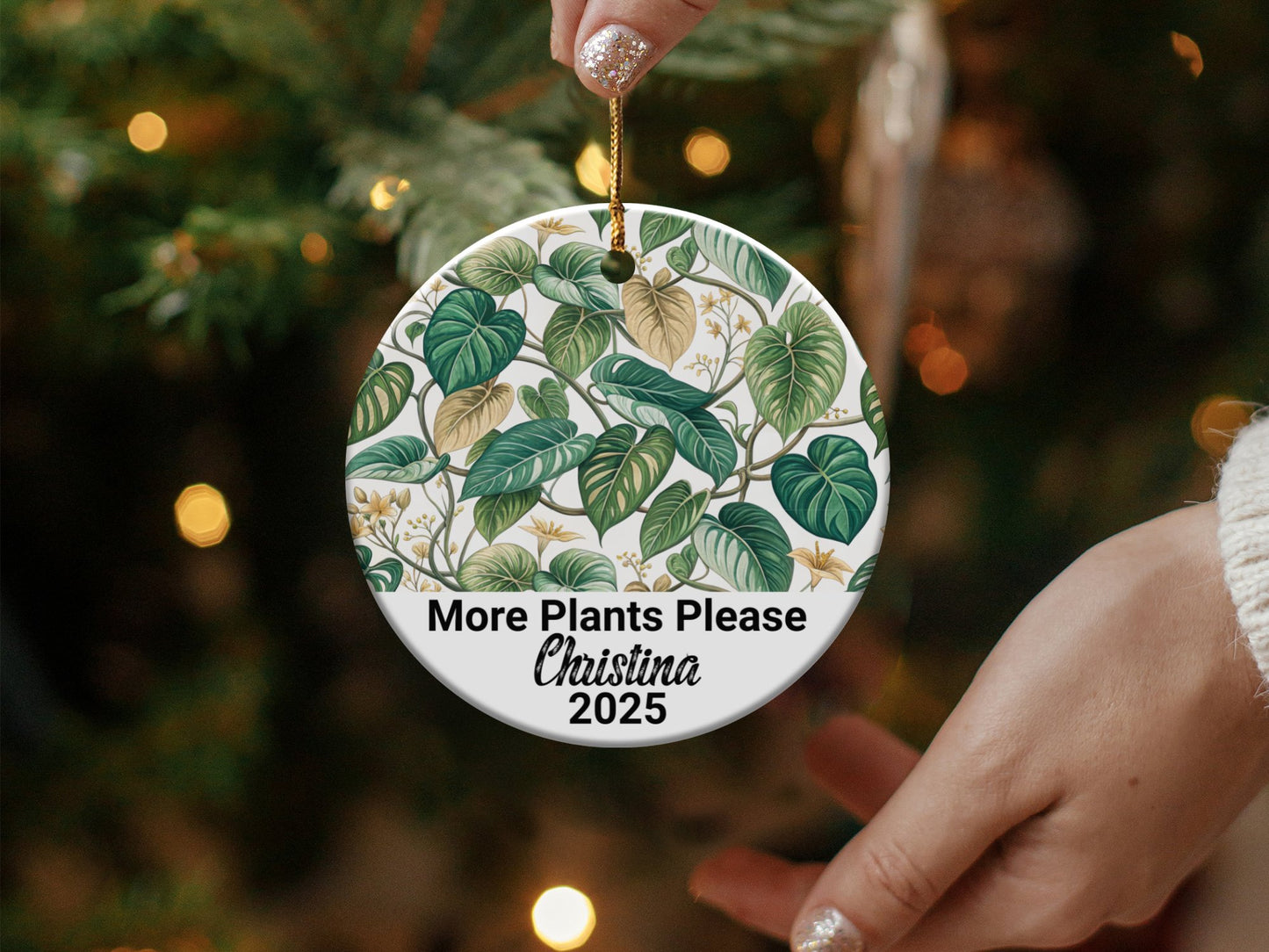 More Plants Please Custom Round Christmas Ornament product