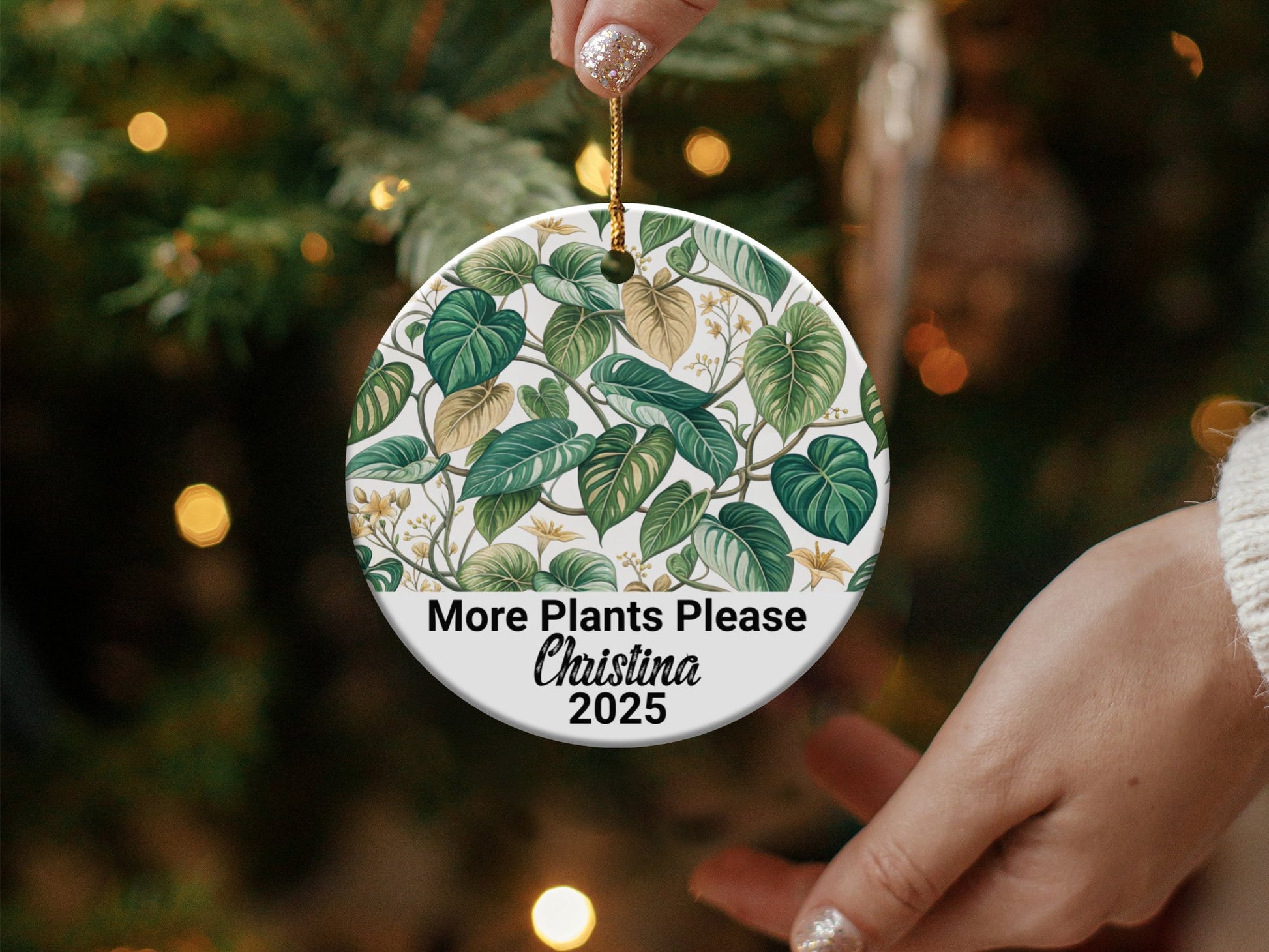 More Plants Please Custom Round Christmas Ornament product