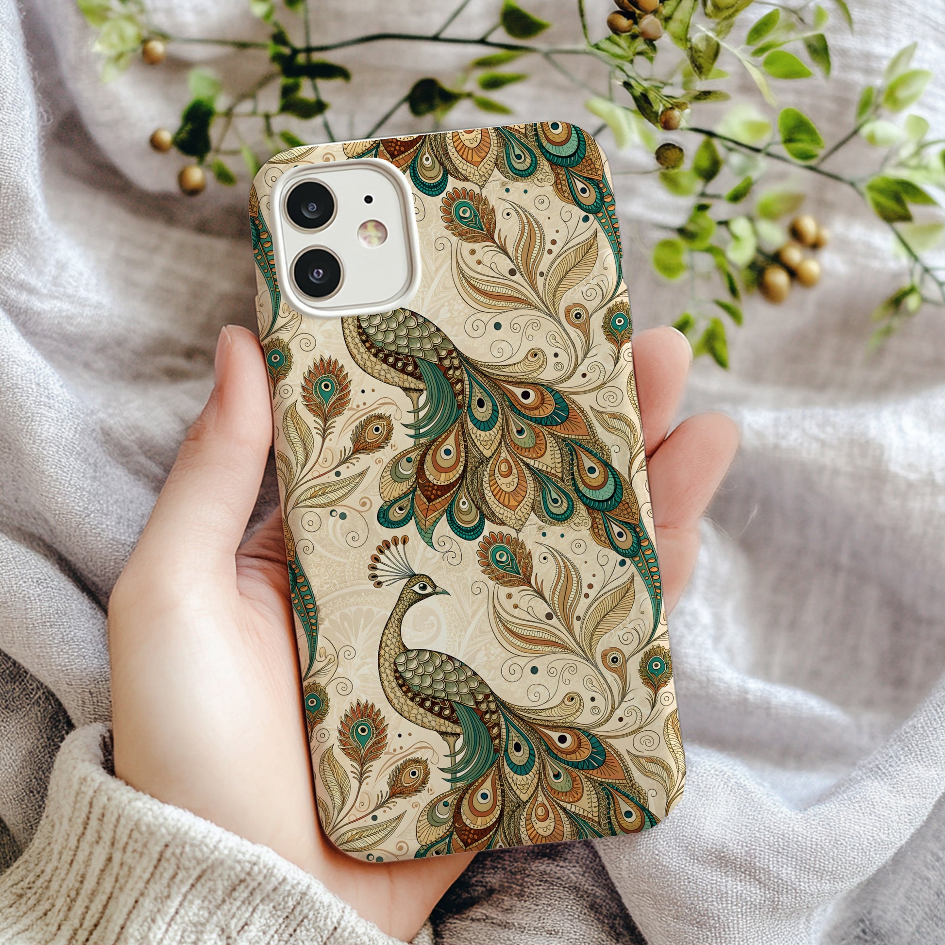 Elegant Peacock Feather Design Phone Case