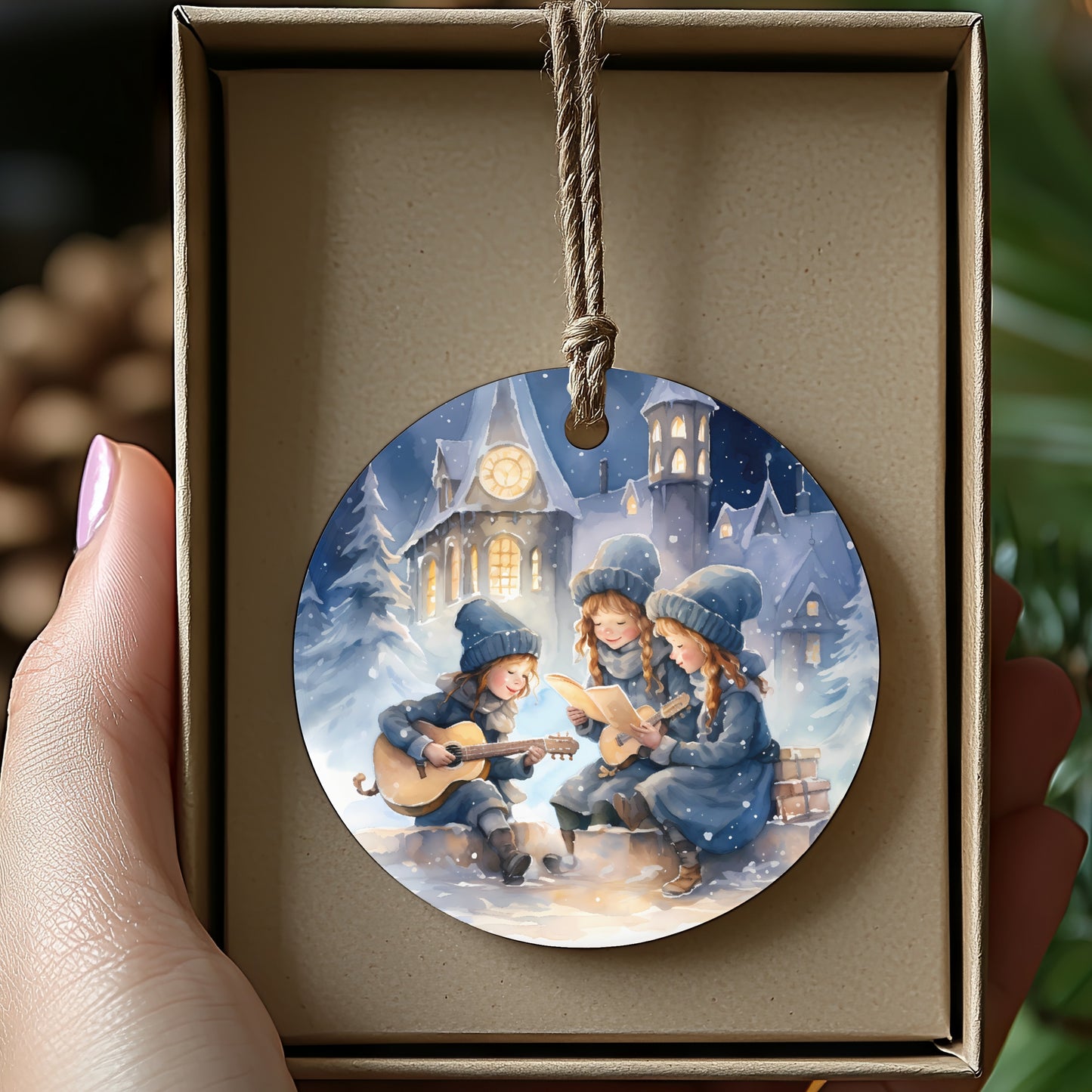Christmas Caroling Scene Decorative Ornament product