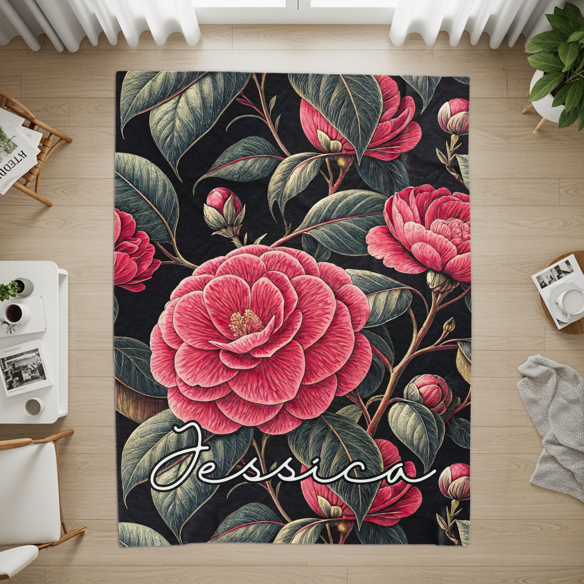 Jessica Personalized Floral Design Rug for Home Decor