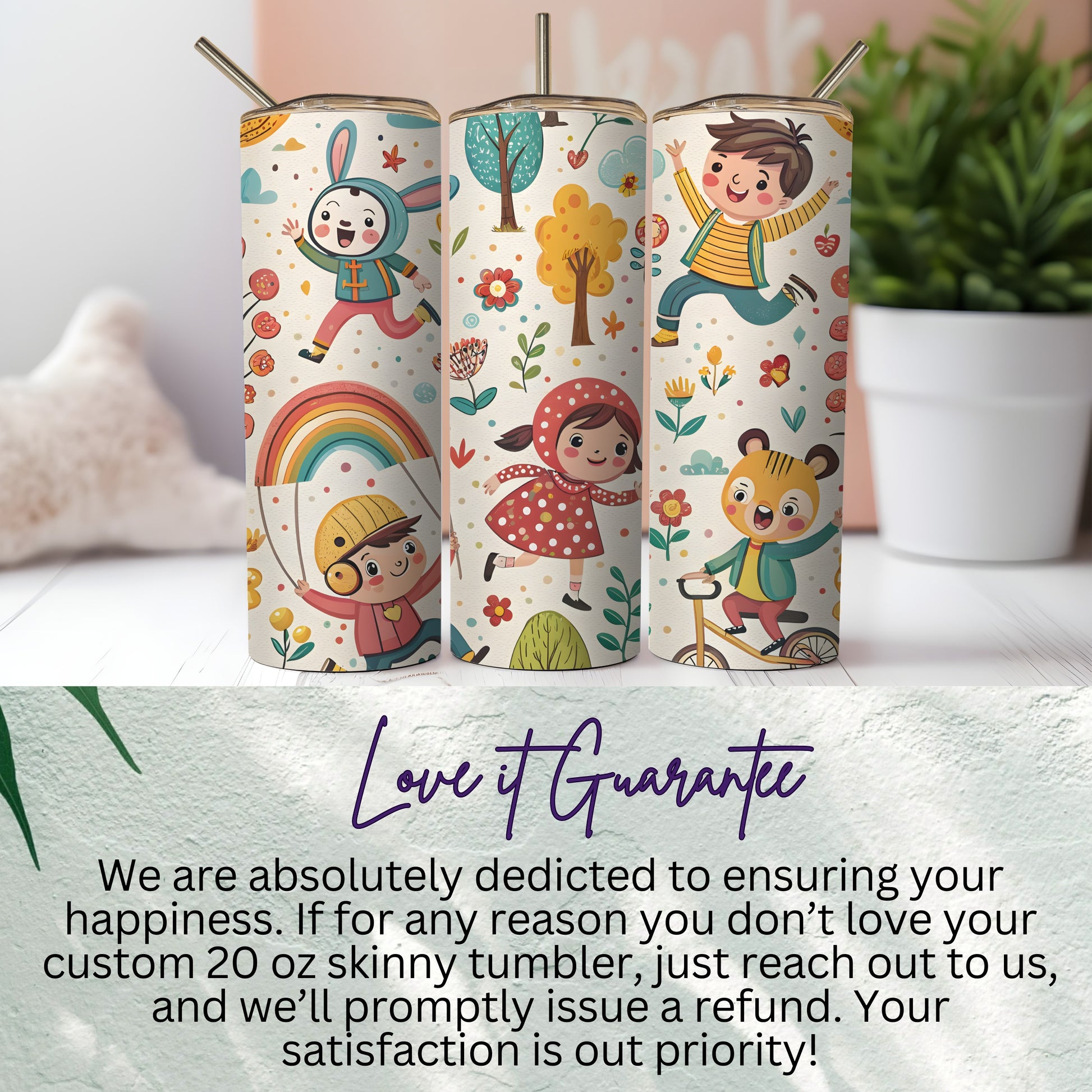 Colorful Custom 20 oz Skinny Tumbler with Straw