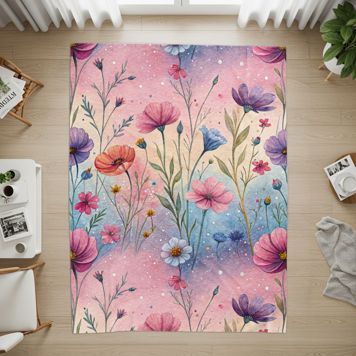 Pastel Watercolor Floral Pattern Summer Time Spring Design - Walk Greener