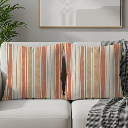 Retro Vertical Stripes Cream and Beige Home Decor Throw Pillows - Walk Greener