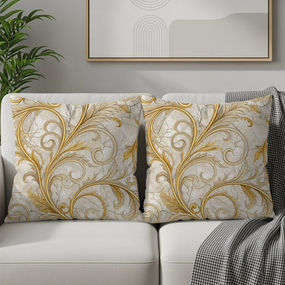 Elegant Ornate Gold and Beige Throw Pillow product