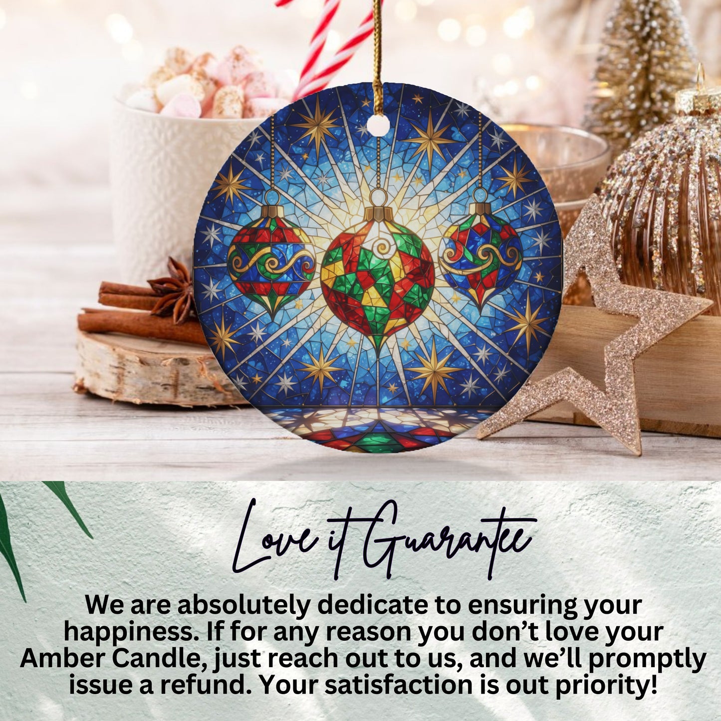 Stained Glass Inspired Festive Ornament product