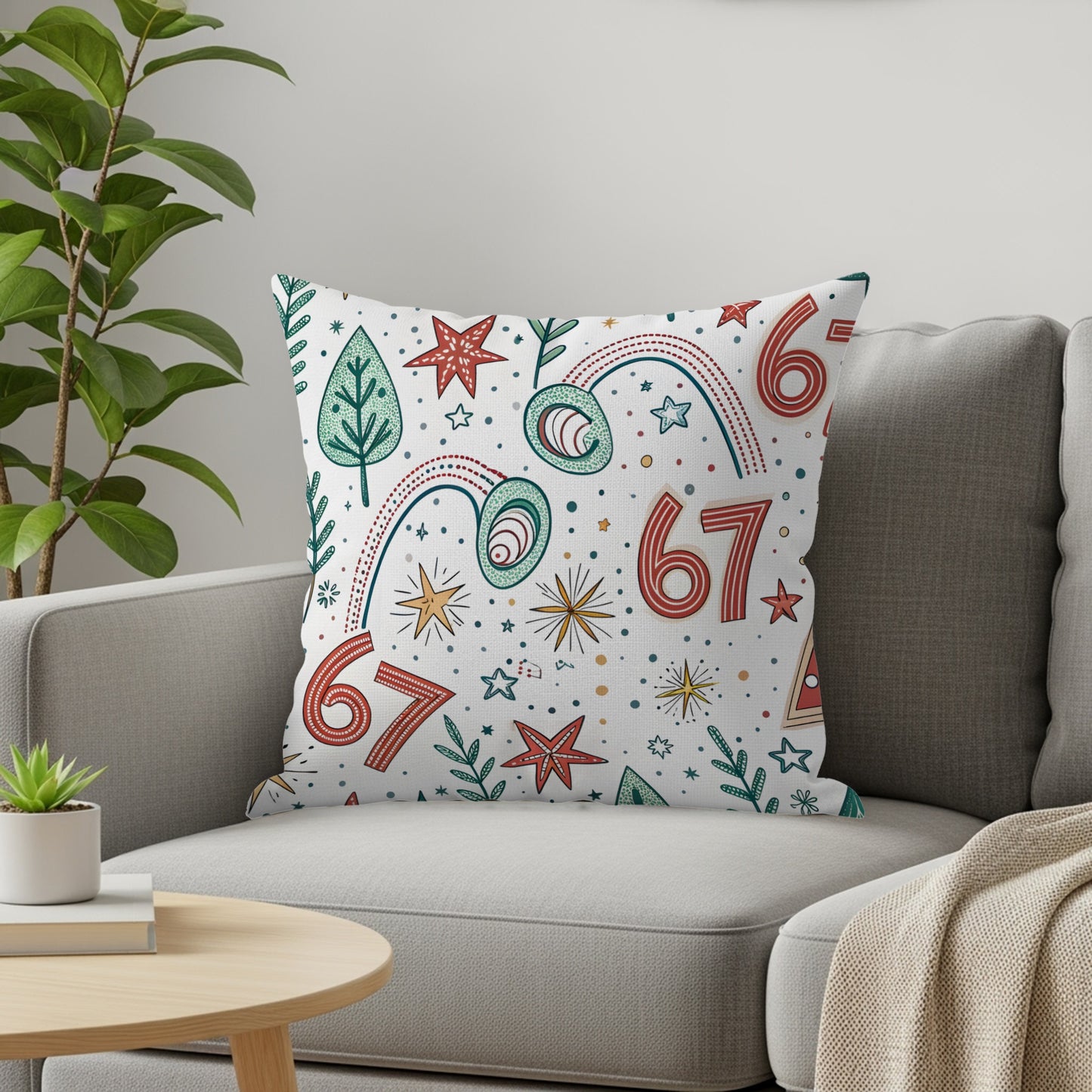 Festive Decorative Cushion Cover with Whimsical Design