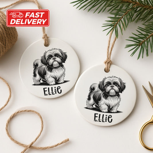 Personalized Shih Tzu Design Round Ornament product
