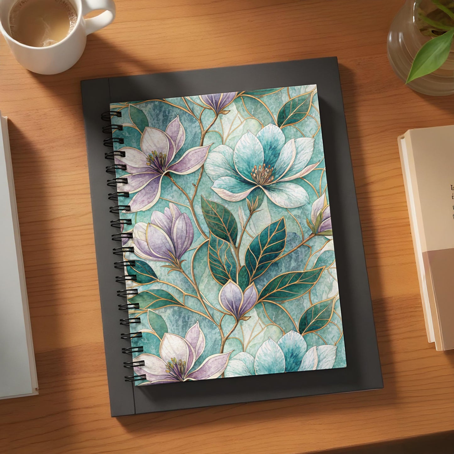 Floral Pattern Spiral Bound Notebook for Daily Journaling