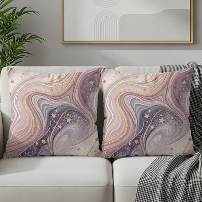 Dreamy Starry Abstract Design with Gold Accents Throw Pillows - Walk Greener