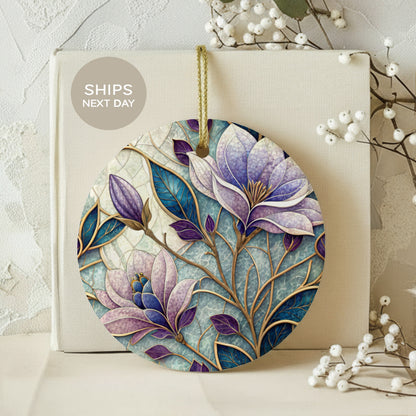Elegant Floral Design Round Decorative Ornament