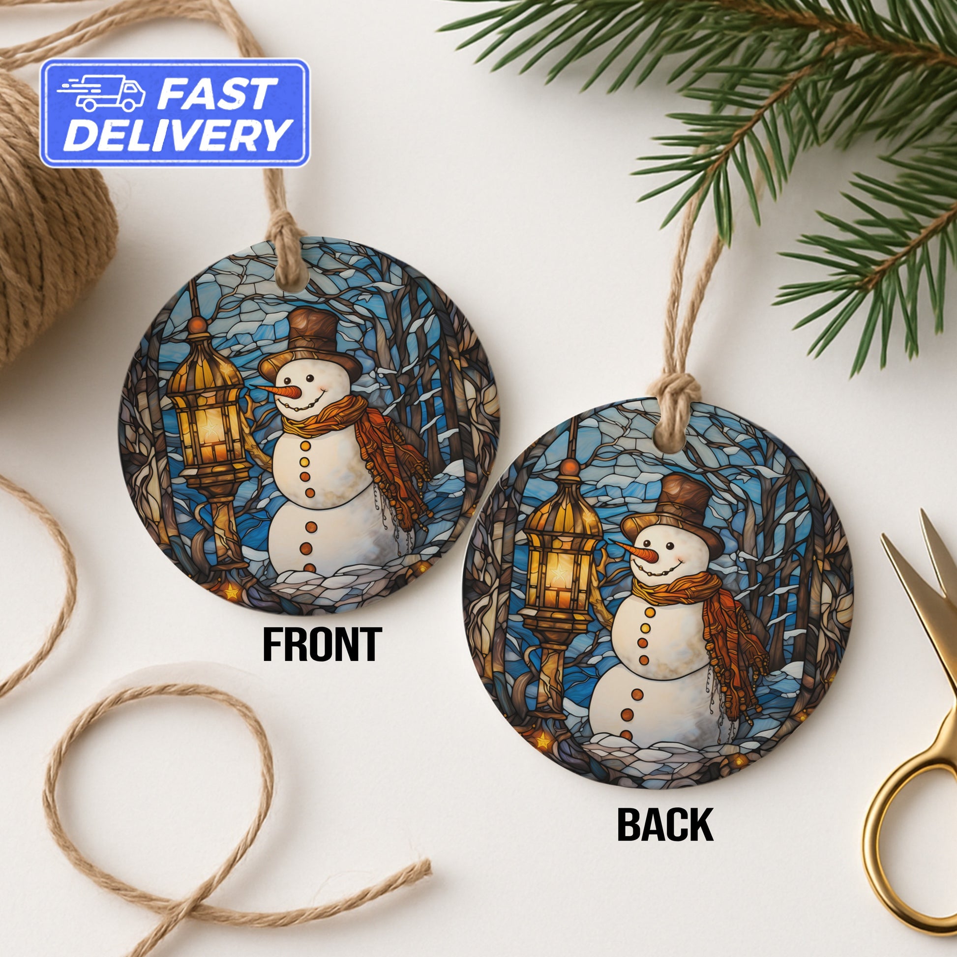 Snowman Holding Lantern Christmas Tree Ornament product