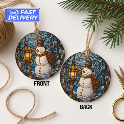 Snowman Holding Lantern Christmas Tree Ornament product