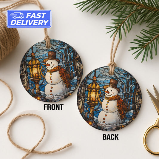 Snowman Holding Lantern Christmas Tree Ornament product