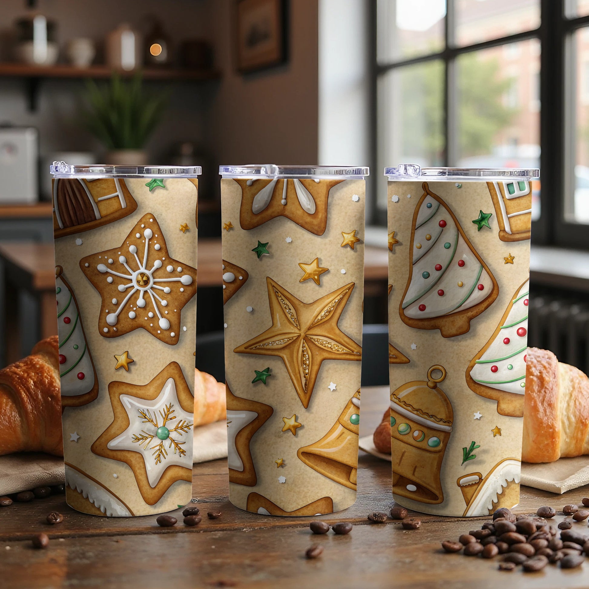 Festive Gingerbread Cookie Design Travel Mug