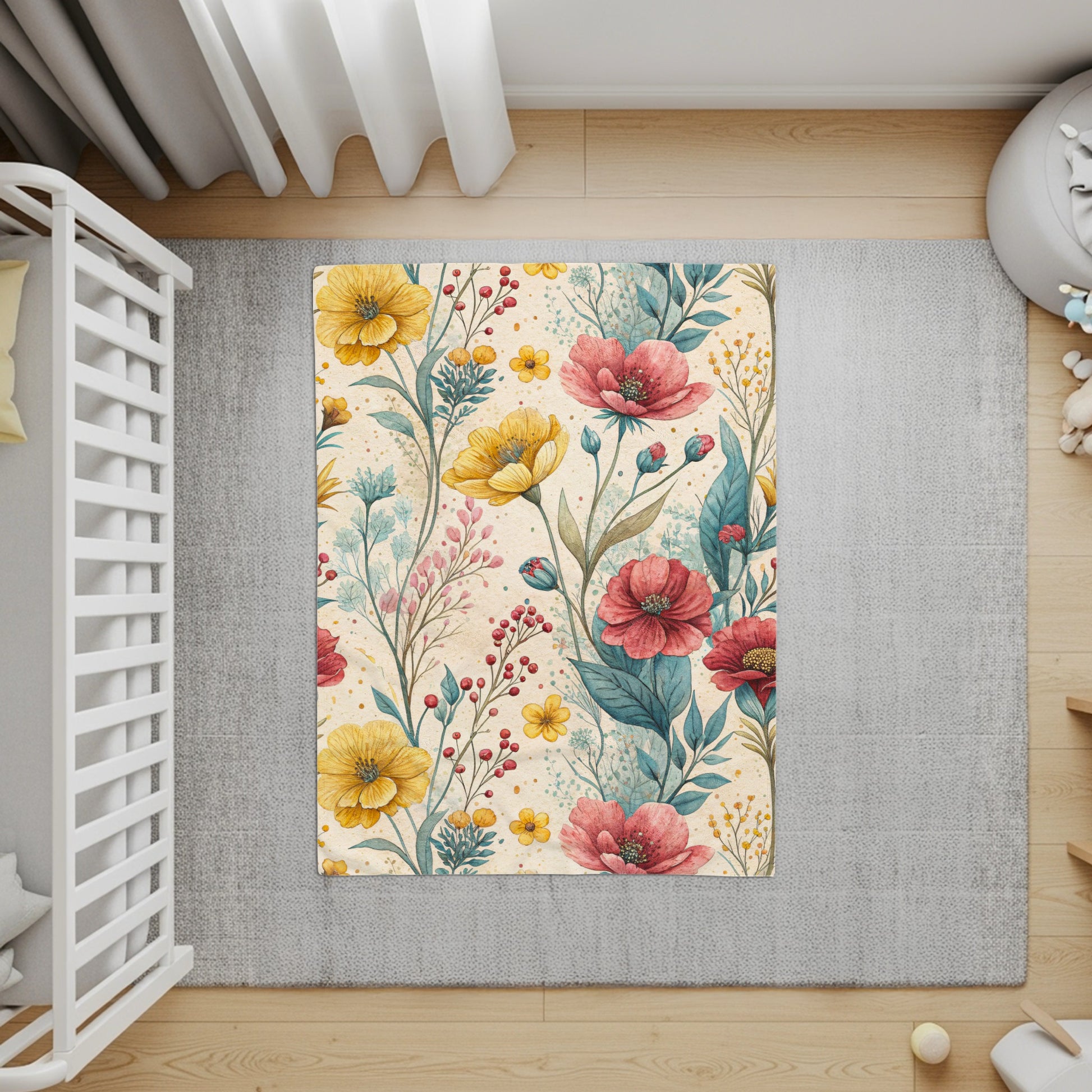 Red Yellow Floral Watercolor Botanical Art Design - Walk Greener