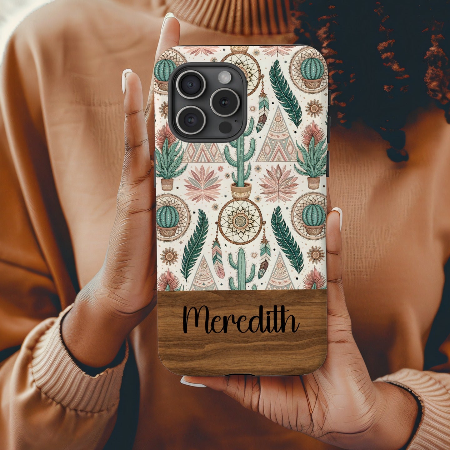 Personalized Cactus Dreamcatcher Design Phone Case