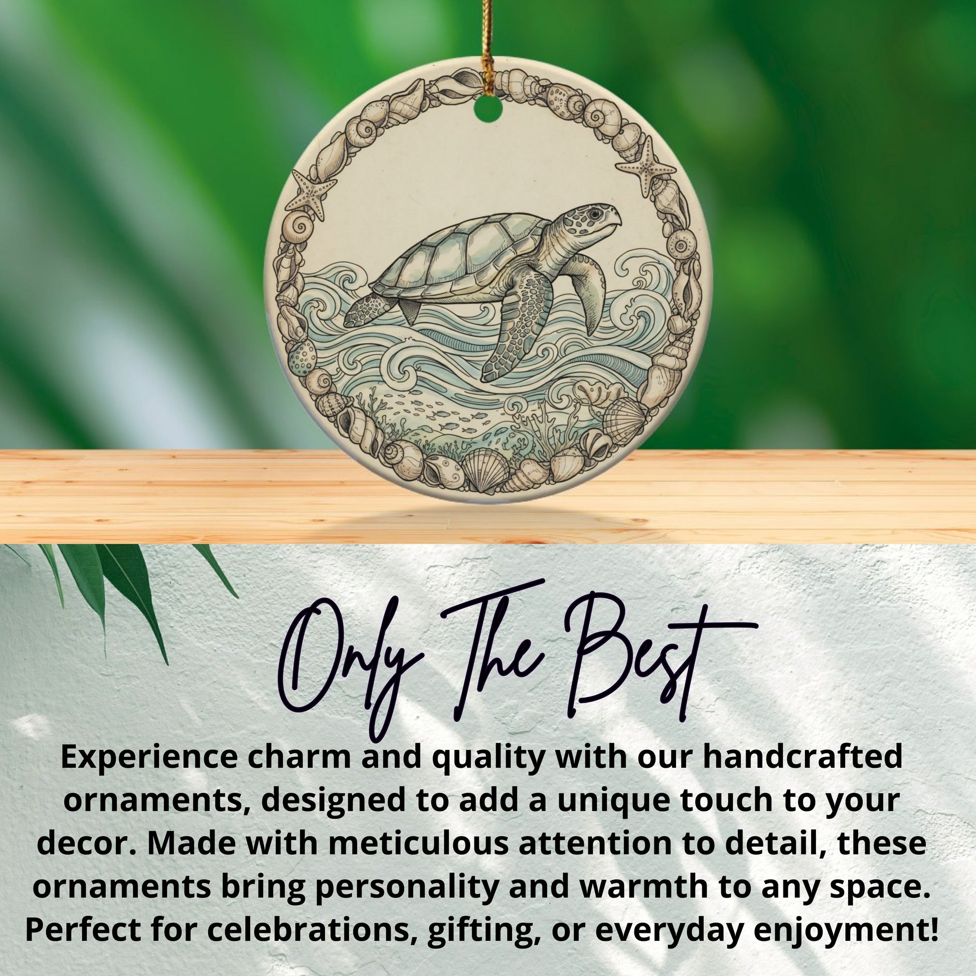 Decorative Ocean Scene Turtle Hanging Ornament product