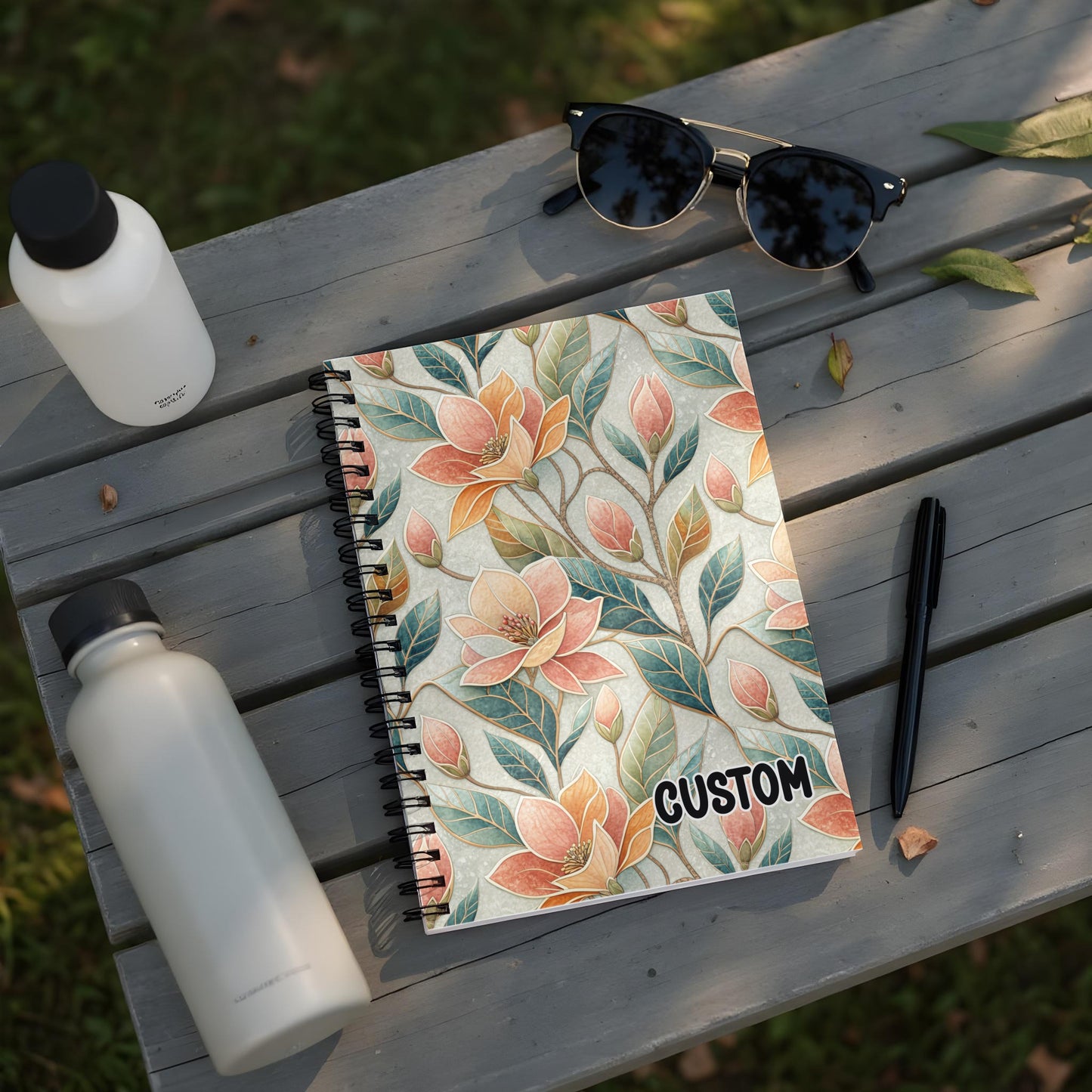 Floral Custom Notebook with Elegant Botanical Design