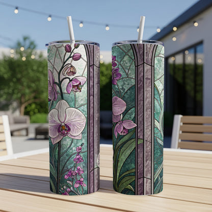 Stained Glass Orchid Florals Design Premium Style - Walk Greener