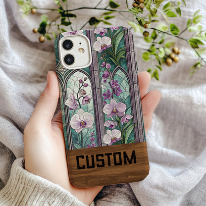 Custom Floral Stained Glass Design Phone Case