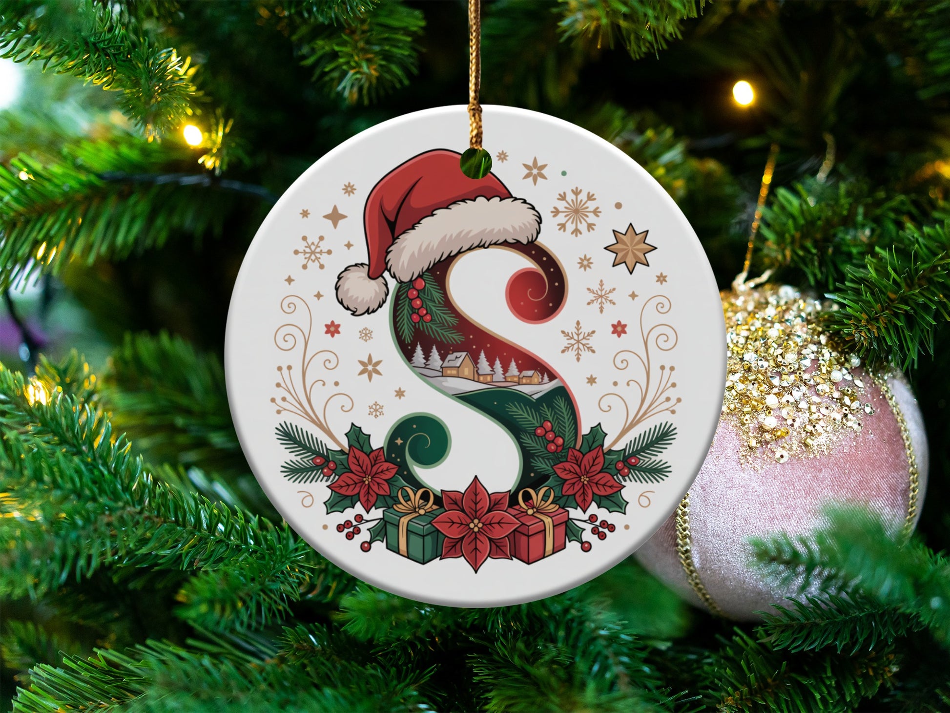 Festive Christmas Ornament with Santa Hat Design product