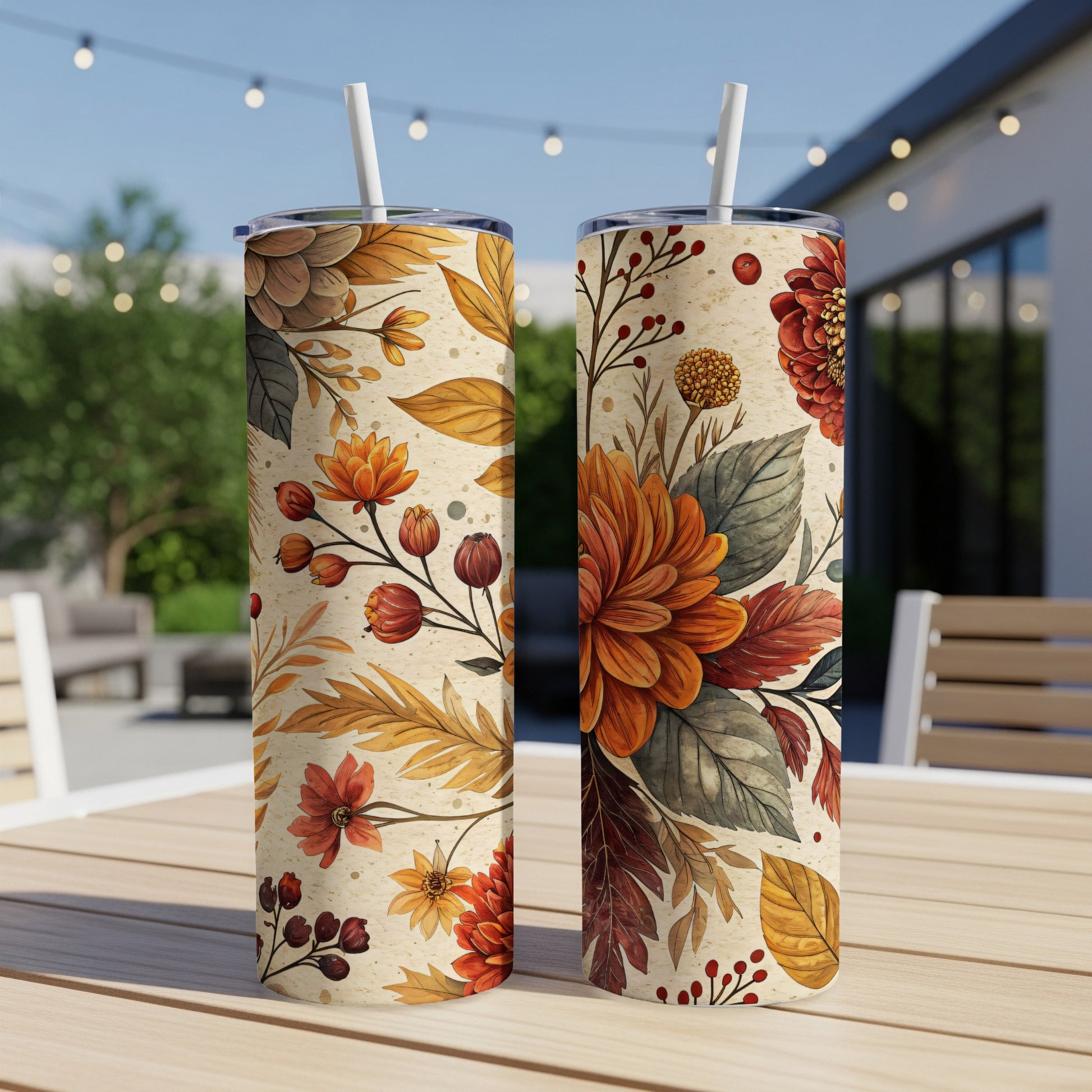 Autumn Floral Design Insulated Tumbler Beverage Holder