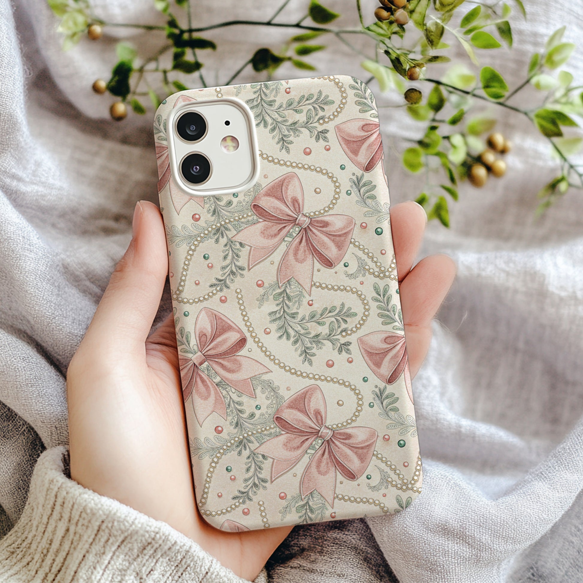 Elegant Floral Bow Design Protective Phone Case