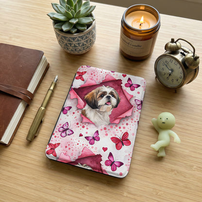 Adorable Dog and Butterflies Print Notebook Cover Case