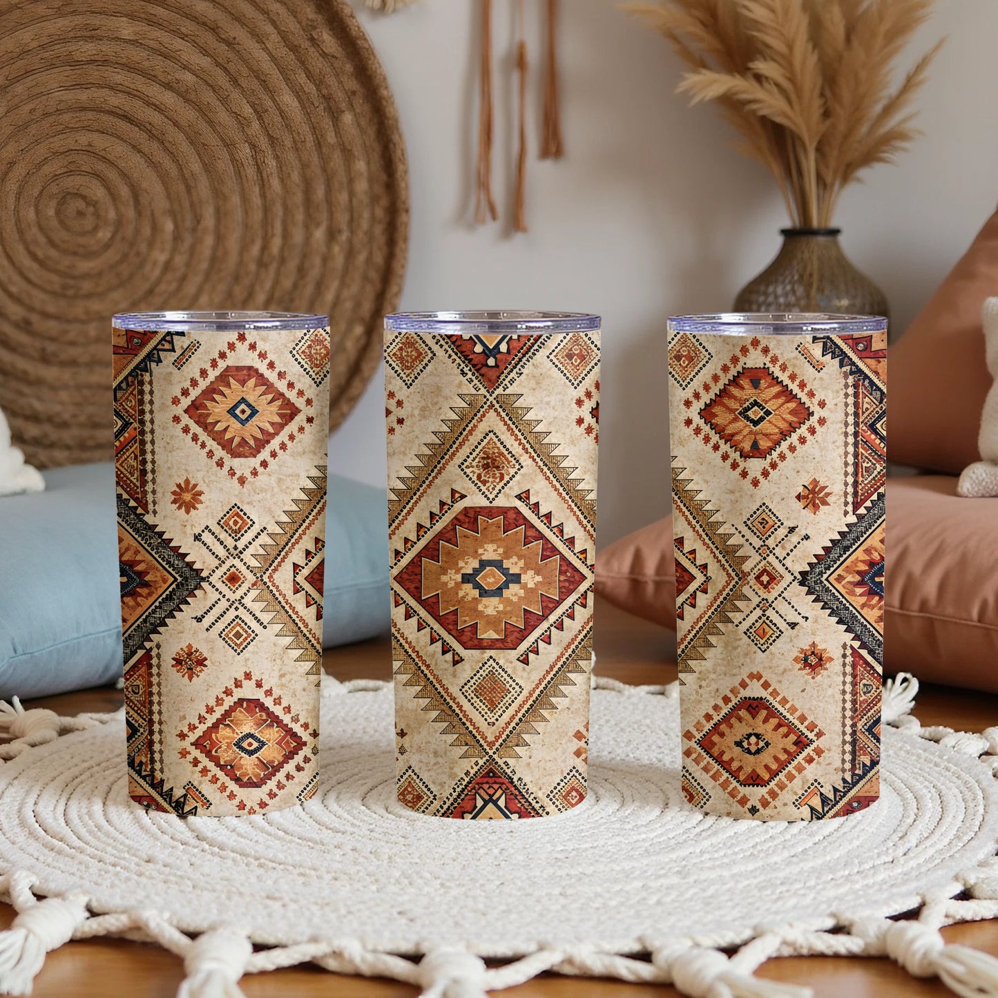 Stylish Bohemian Geometric Pattern Insulated Tumbler