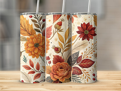 Autumn Floral Design Stainless Steel Tumbler