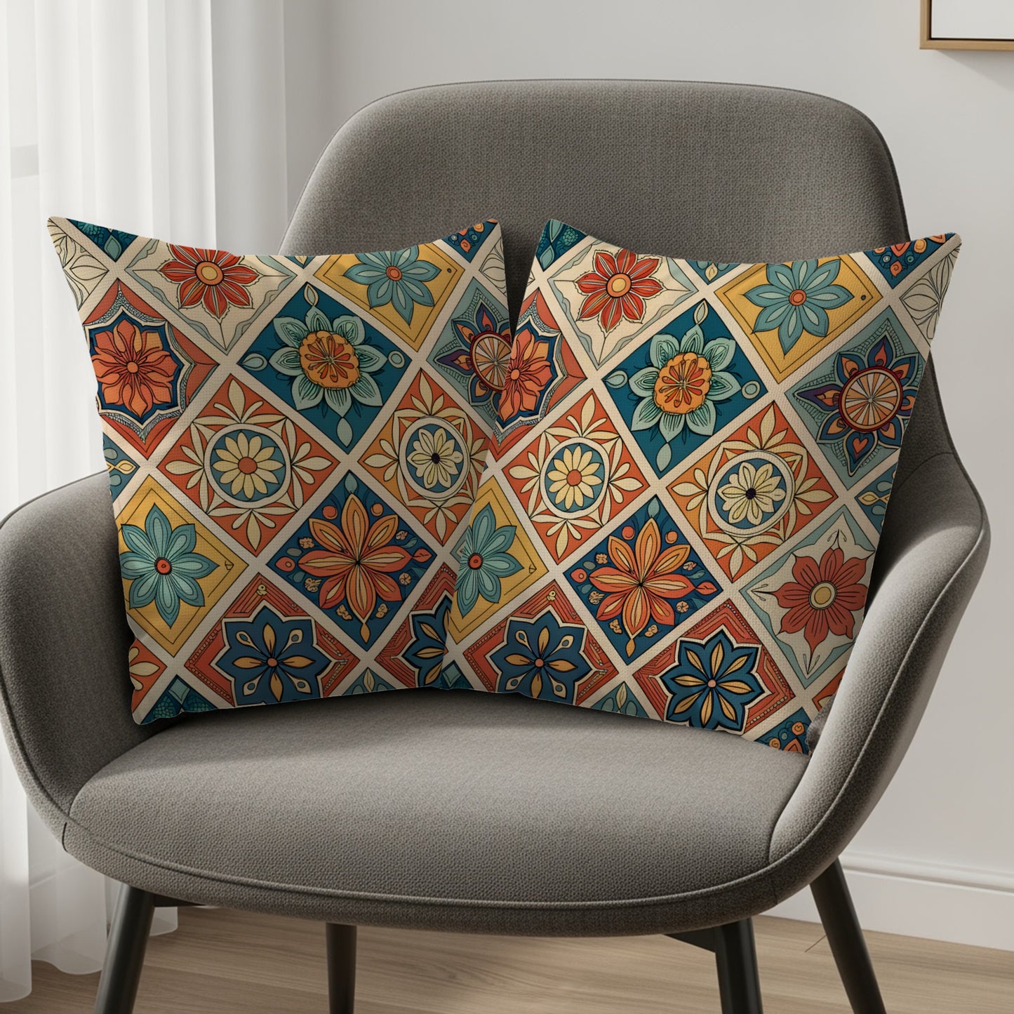 Vintage Floral Pattern Throw Pillow Covers for Couch