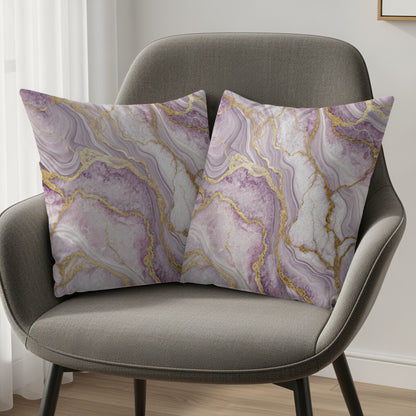 Purple and Gold Marble Accent Throw Pillow Set