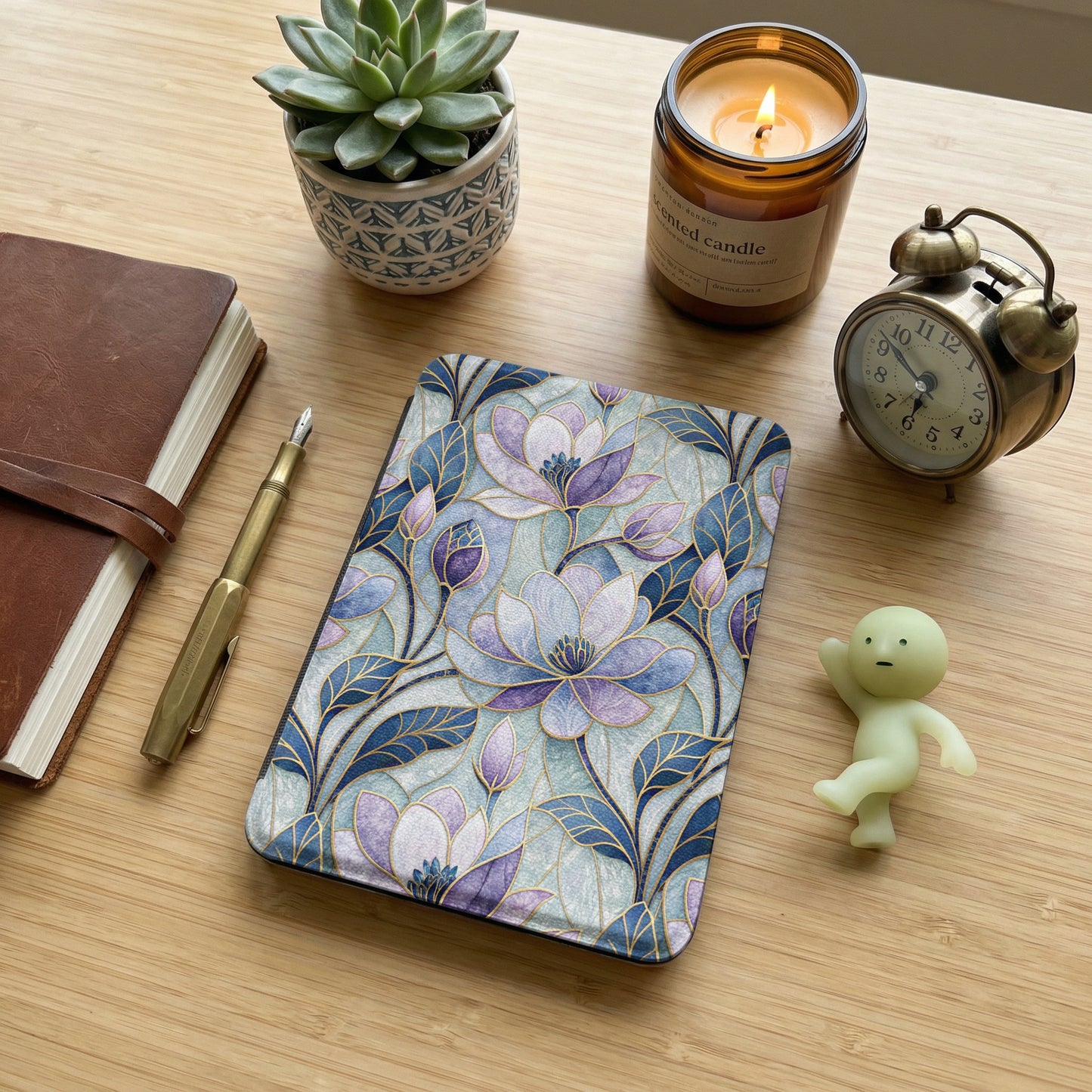 Purple and Blue Floral Design Hardcover Notebook