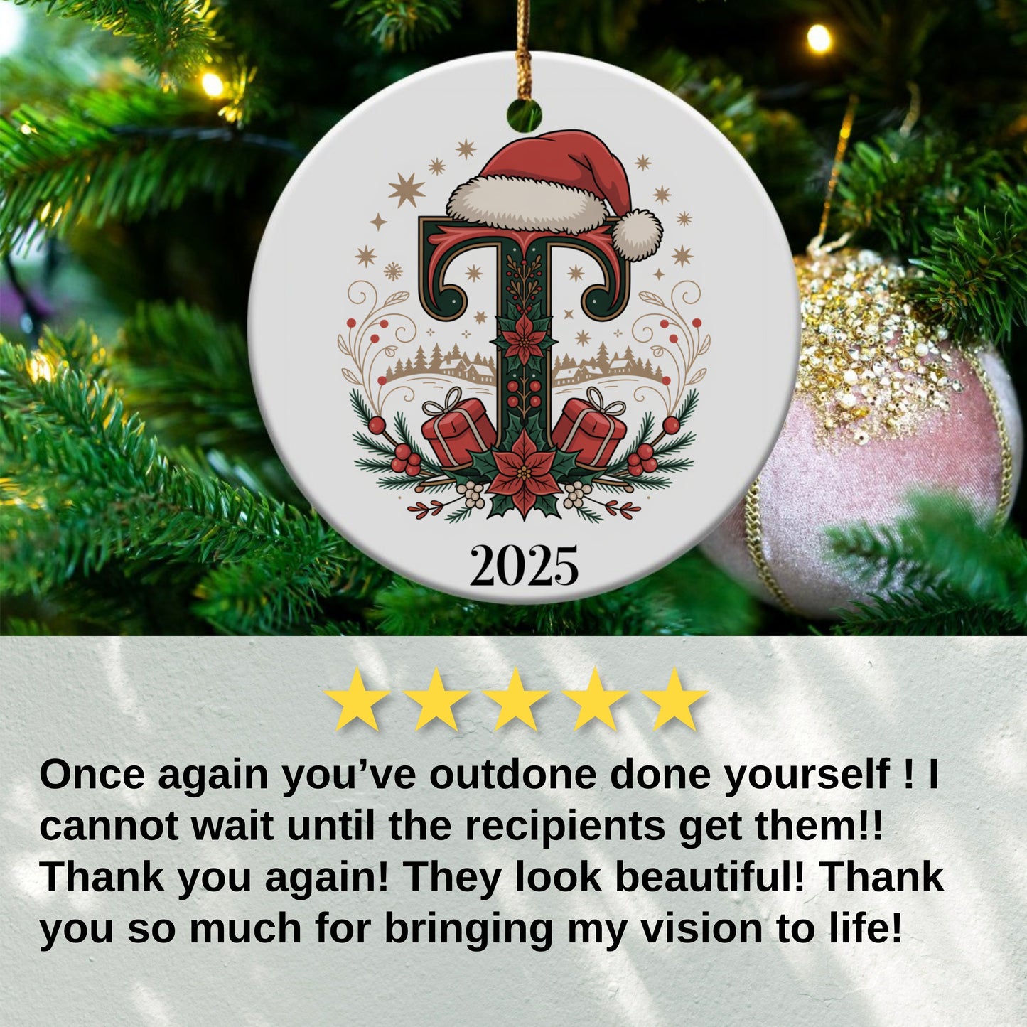 Personalized Christmas Ornament with Initial Holiday product