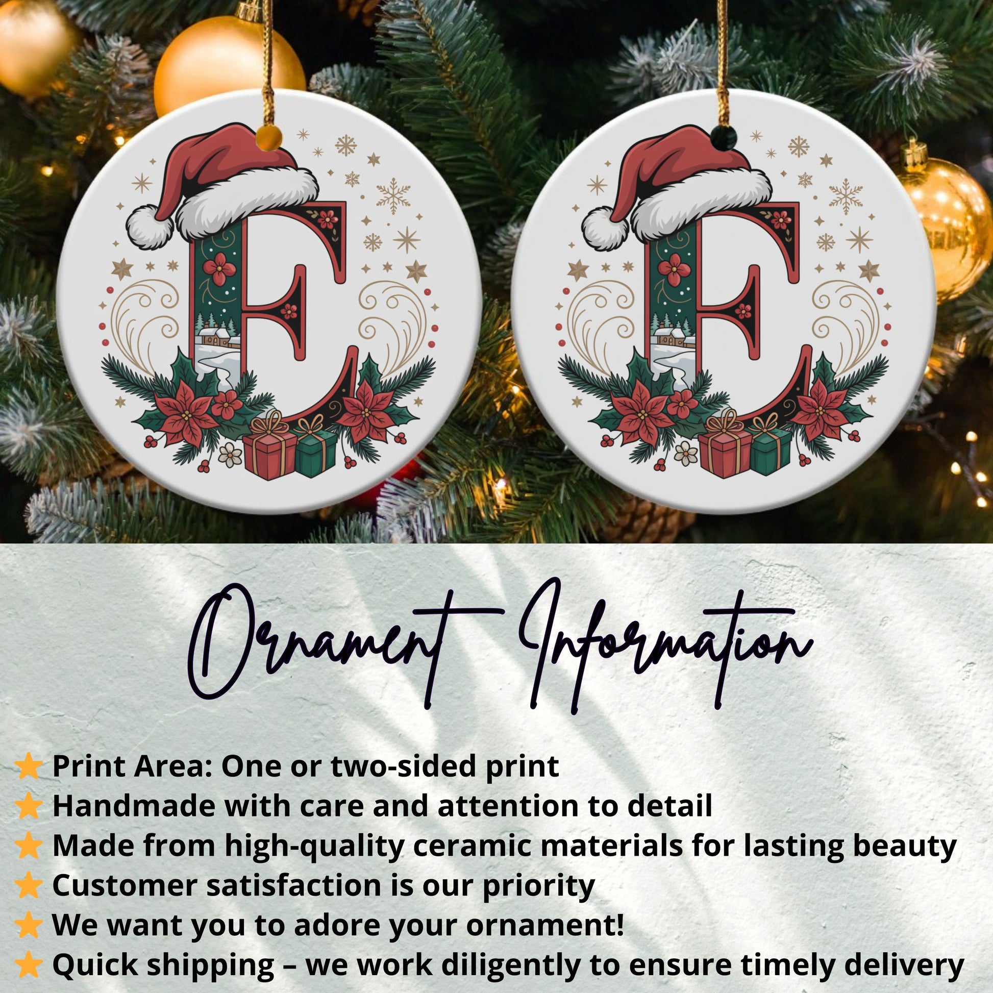 Personalized Christmas Initial E Ornament product