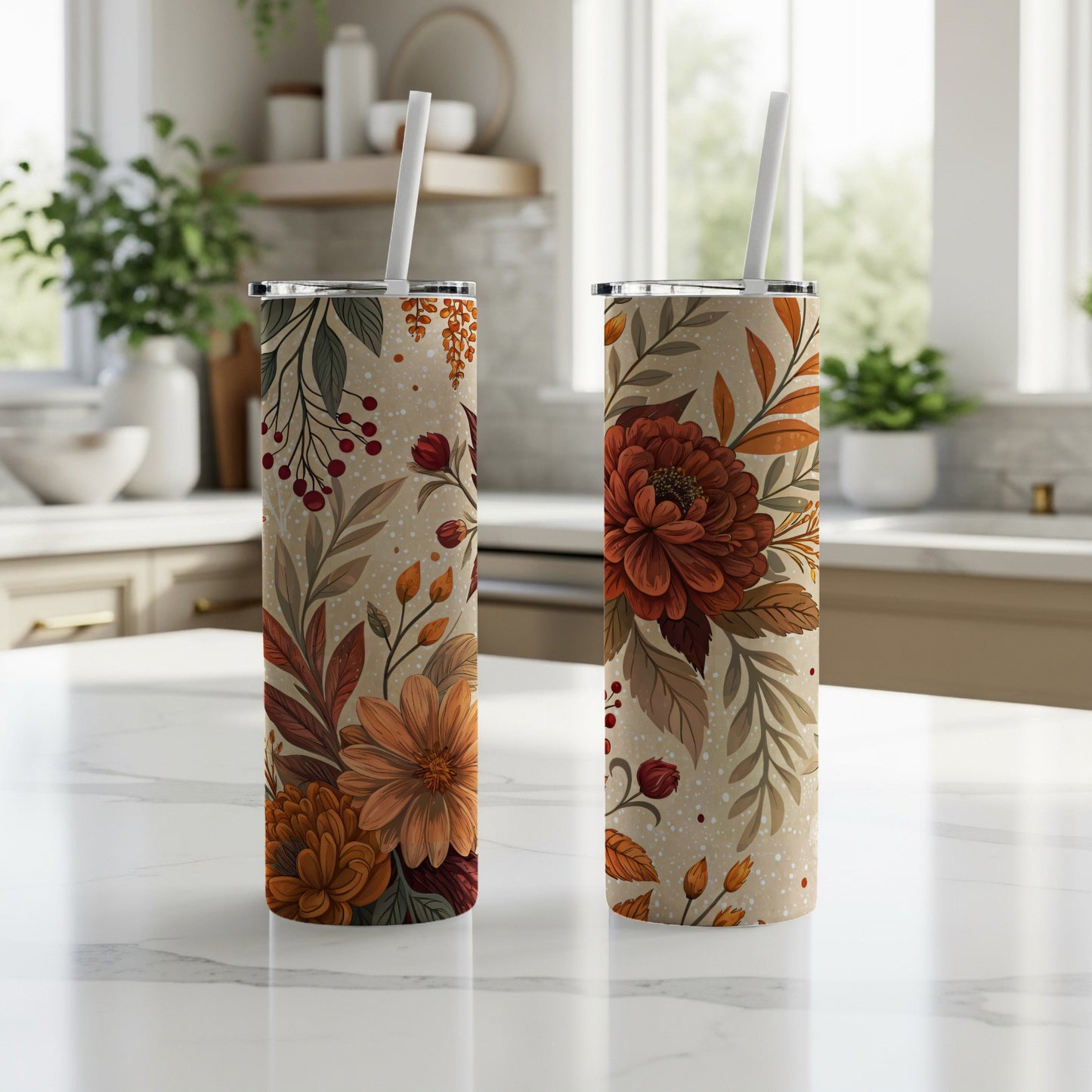 Autumn Floral Design Tall Insulated Drinkware Tumbler
