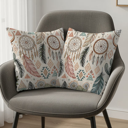 Dreamcatcher Feather Print Decorative Pillow Cover