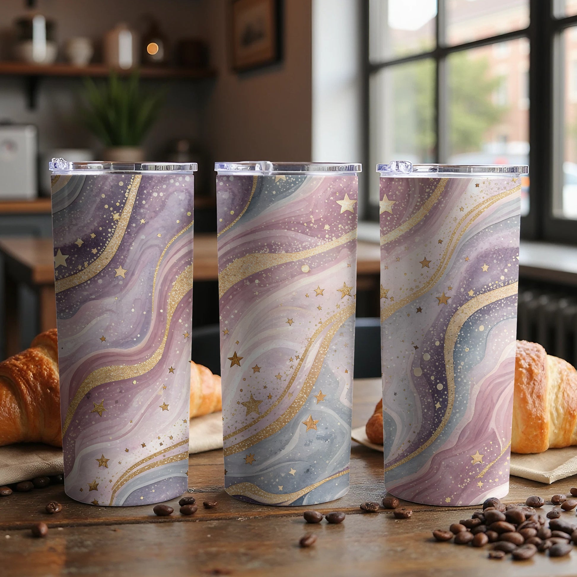 Sparkling Galaxy Design Tumbler Cup for Coffee Lovers