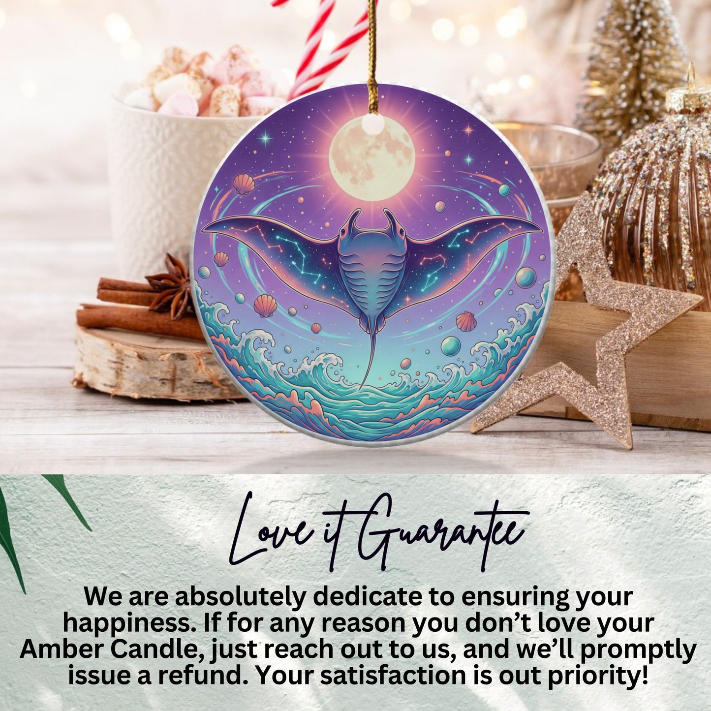Mesmerizing Whale Under Moon Christmas Ornament product type