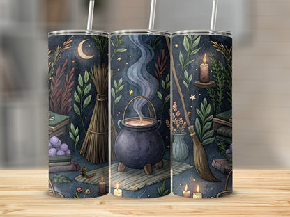 Enchanting Witchcraft Themed Tumbler with Straw Cup