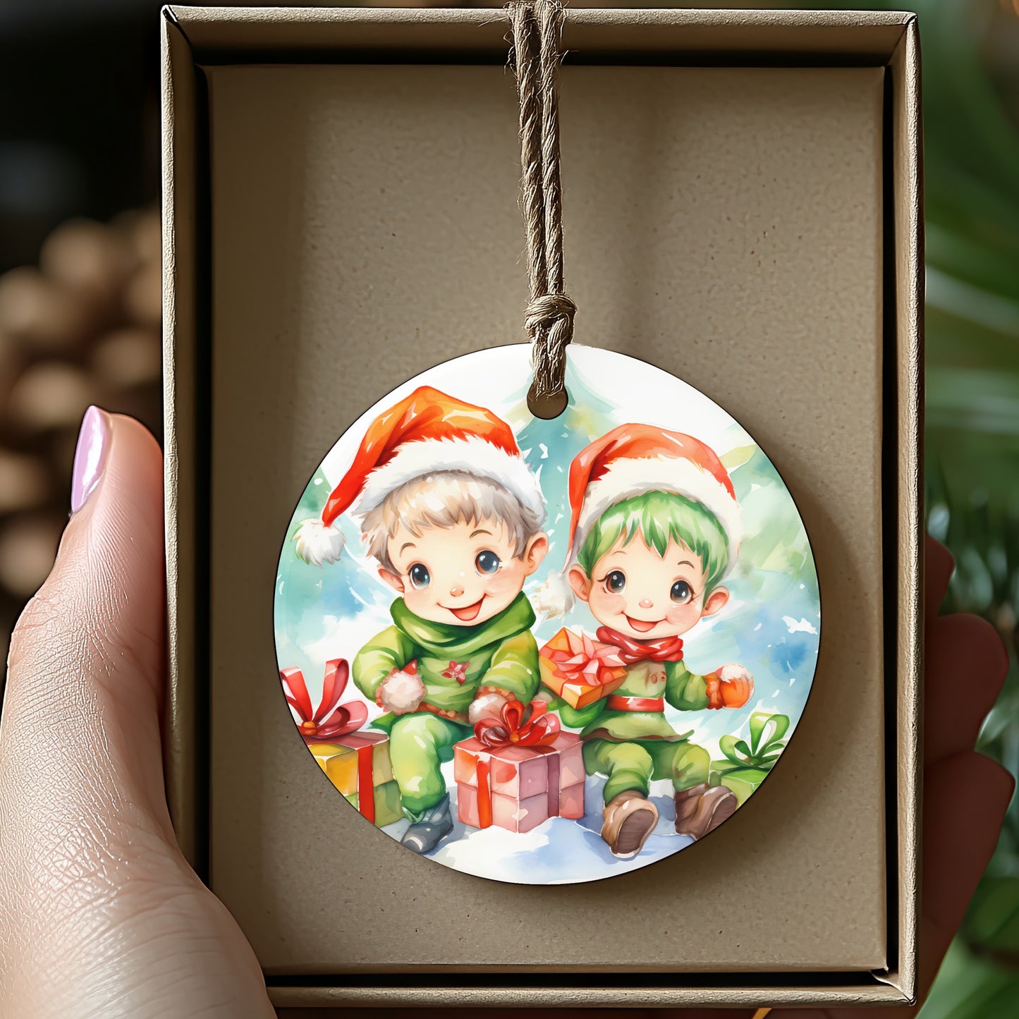 Festive Christmas Kids Illustration Ornament product