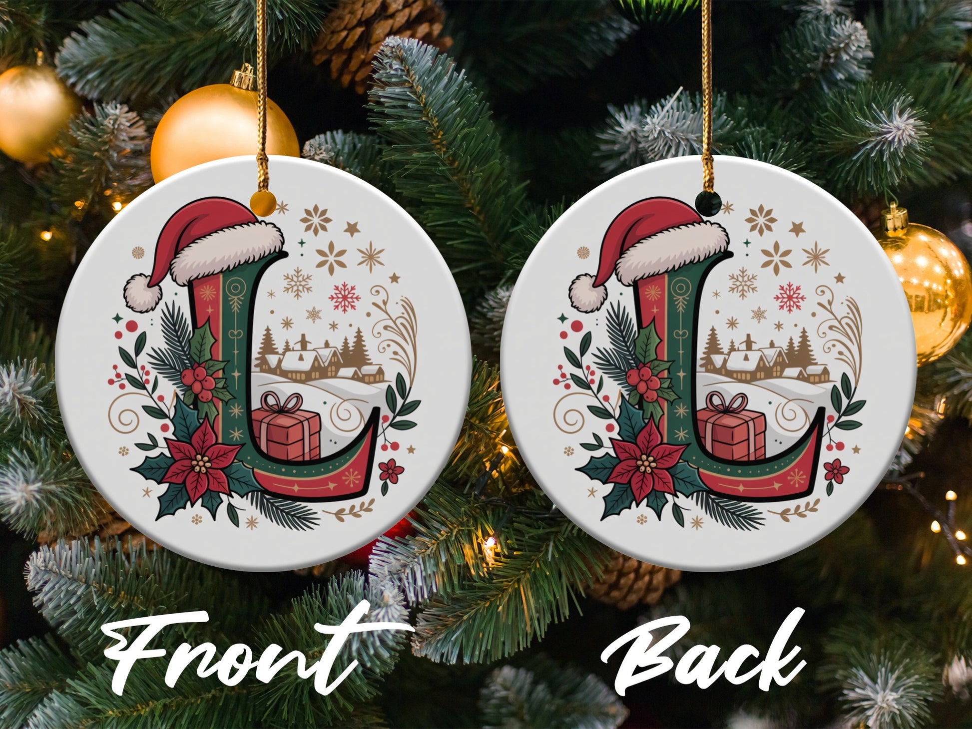 Personalized Festive Initial Christmas Ornament product