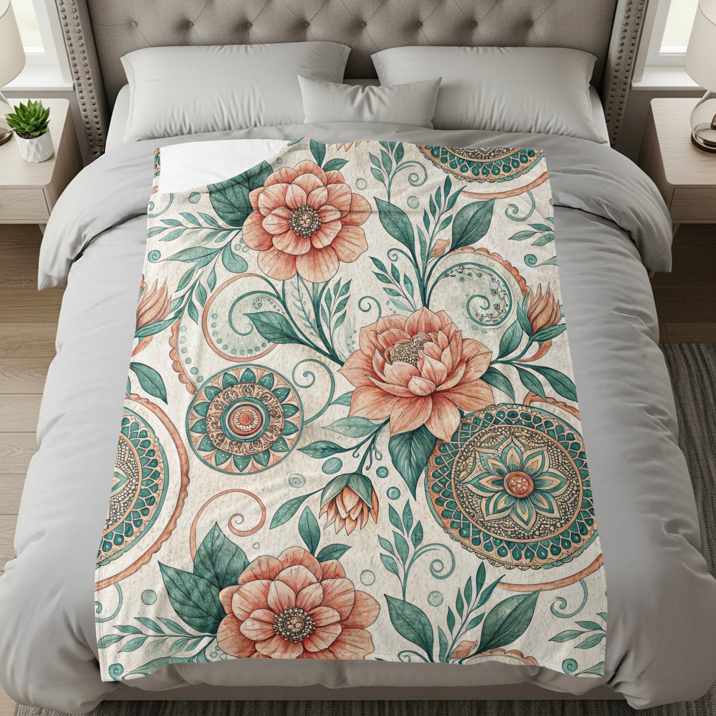 Artistic Vintage Floral Garden Inspired Artwork Velveteen Plush Blankets - Walk Greener
